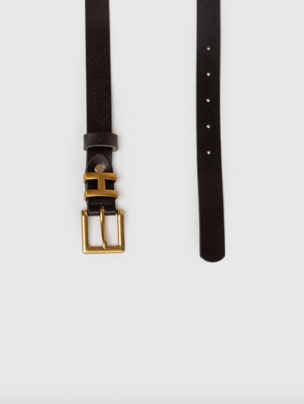 Hazel Black Leather Belt