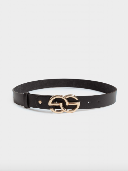 Gina Black Synthetic Leather Belt